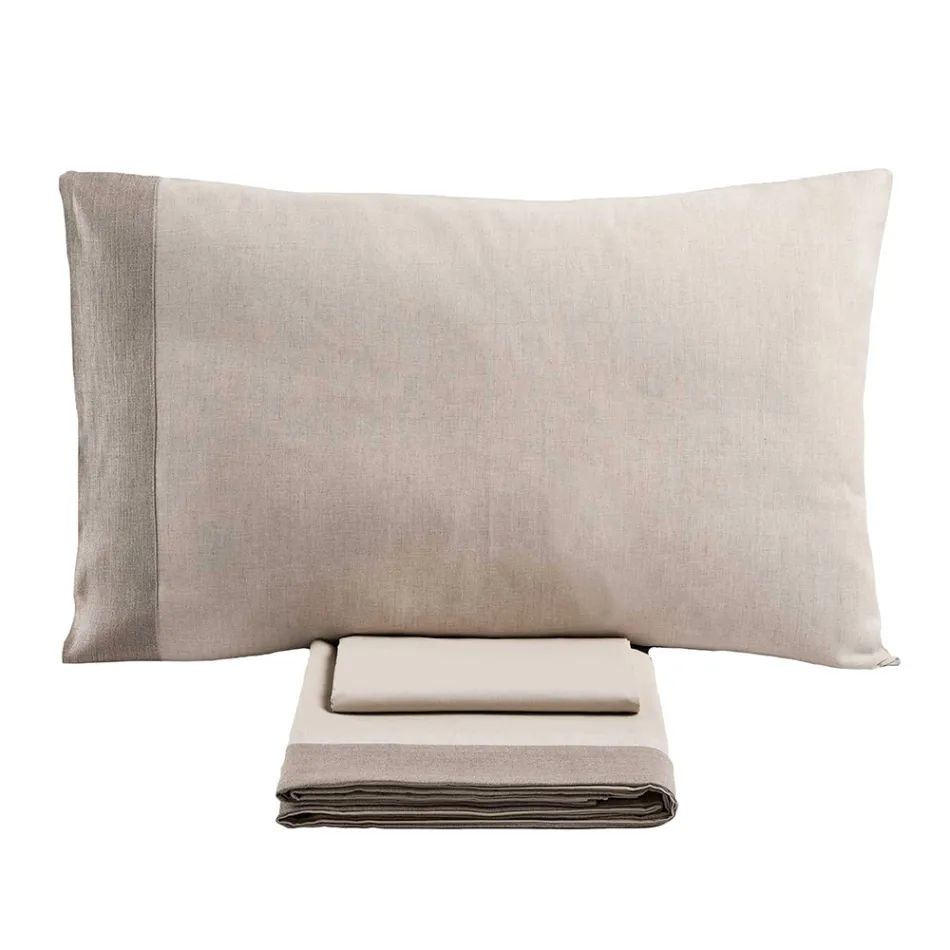 Dvojlůžková souprava z 90% bavlny a 10% lnu Made in Italy - Nestle Viadurini