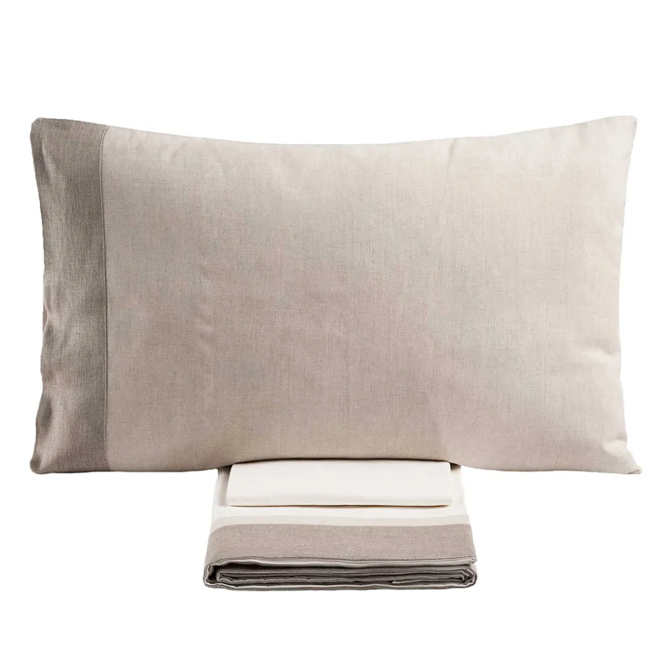 Dvojlůžková souprava z 90% bavlny a 10% lnu Made in Italy - Nestle Viadurini