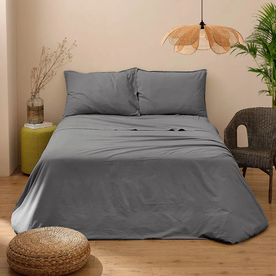 Kompletní manželská postel z čisté bavlny, barvená a stínovaná – delikatesa Viadurini