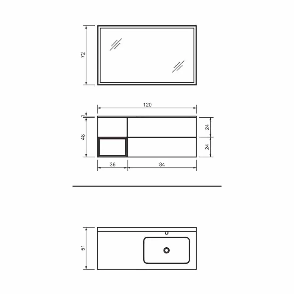 Složení 2 Závěsný koupelnový nábytek v platinové lakované MDF, luxusní - Renga Viadurini