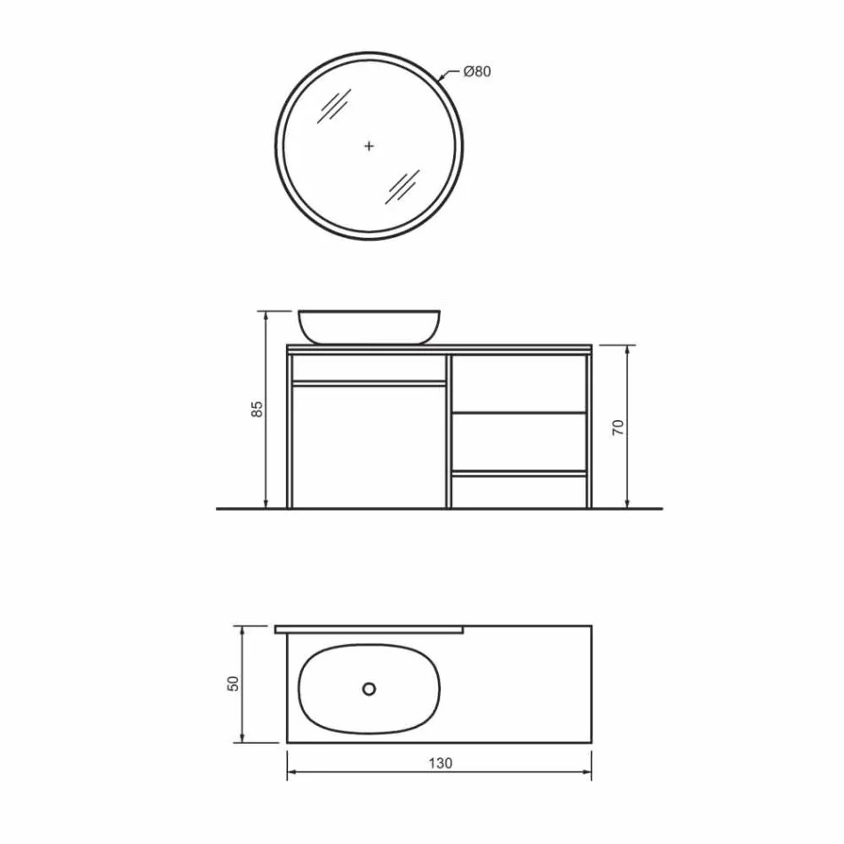 Složení 3 Koupelnový nábytek z kovu a dřeva Luxusní dub - Cizco Viadurini
