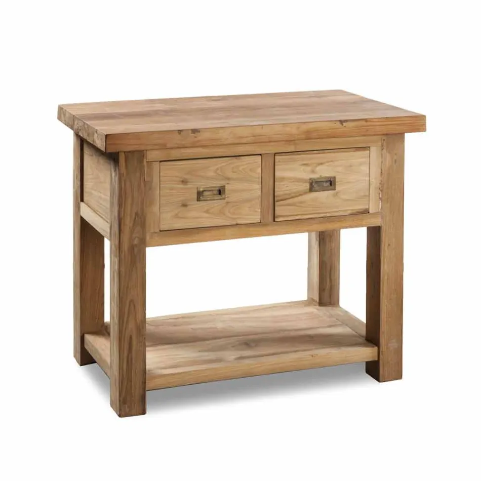 Složení 3 Koupelnový nábytek z teakového dřeva s pryskyřičným umyvadlem - Essence Viadurini