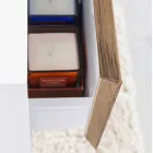 Složení 3 Koupelnový nábytek z teakového dřeva a Hi Macs® - mastek Viadurini