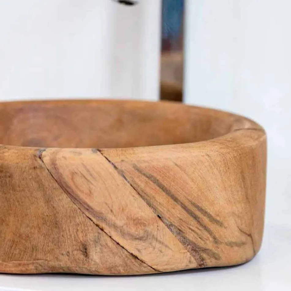 Složení 3 Koupelnový nábytek z teakového dřeva a Hi Macs® - mastek Viadurini