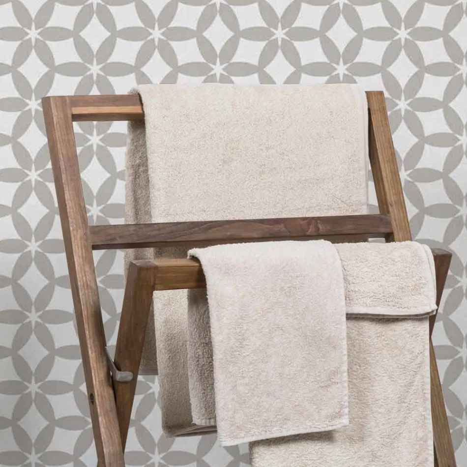 Složení 3 Koupelnový nábytek z teakového dřeva a Hi Macs® - mastek Viadurini