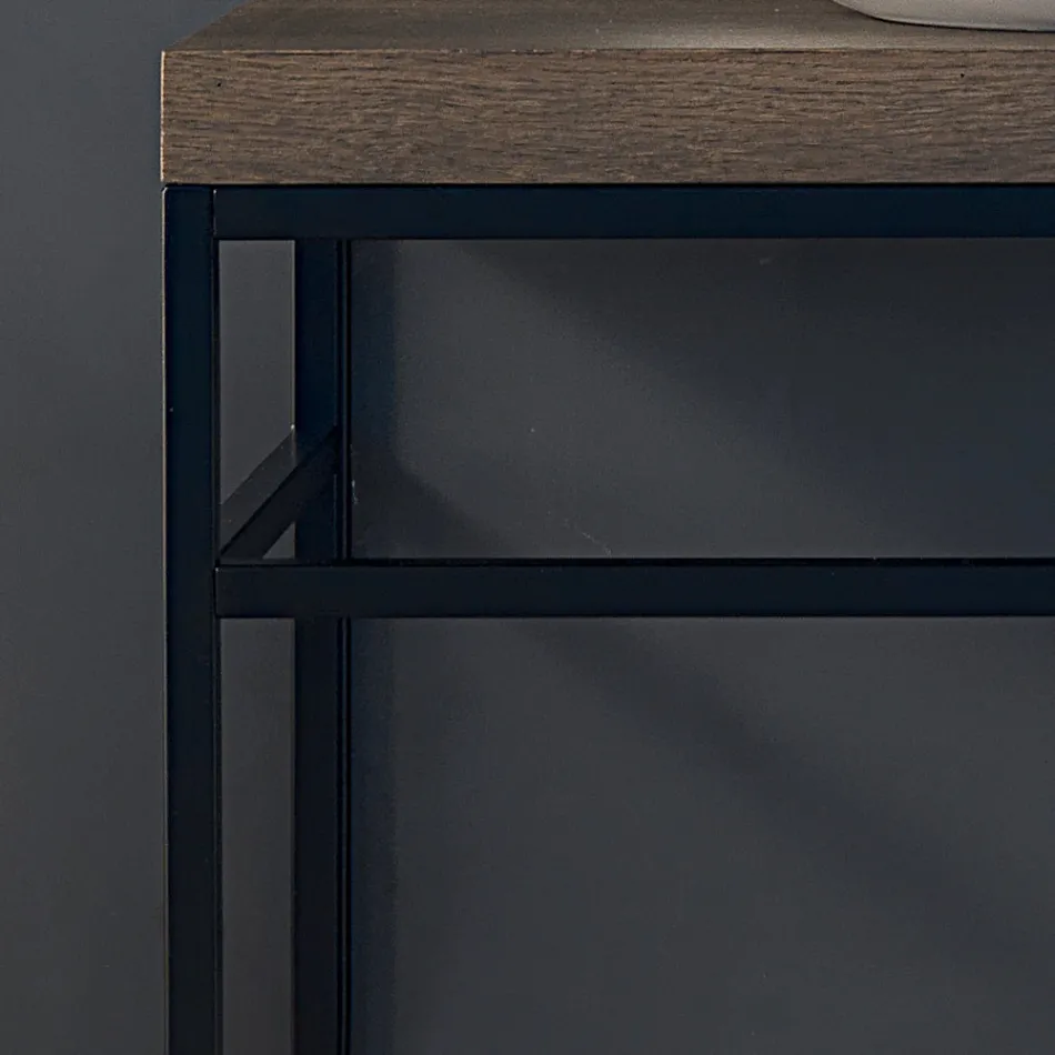 Složení 3 Koupelnový nábytek z kovu, dřeva a keramiky vyrobený v Itálii - Cizco Viadurini