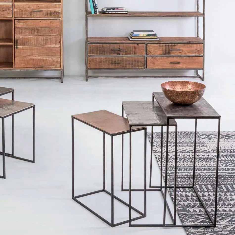 Složení 3 konferenční stolky z hliníku a oceli Homemotion - Salvio Viadurini