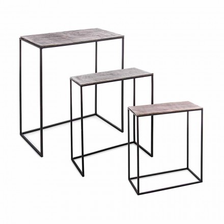 Složení 3 konferenční stolky z hliníku a oceli Homemotion - Salvio Viadurini