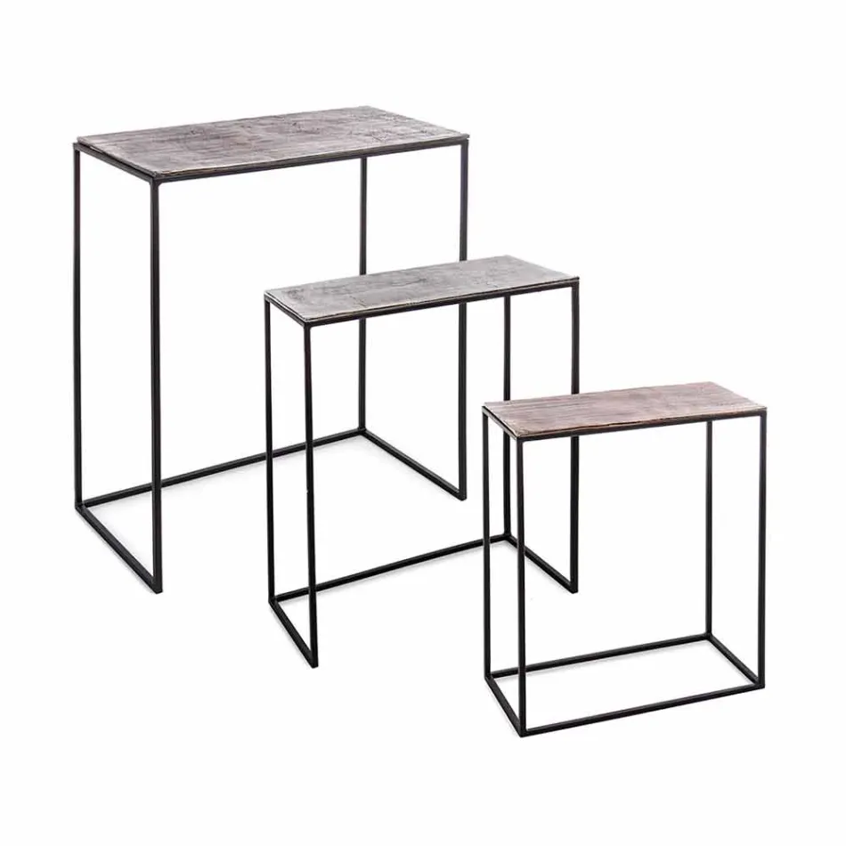 Složení 3 konferenční stolky z hliníku a oceli Homemotion - Salvio Viadurini