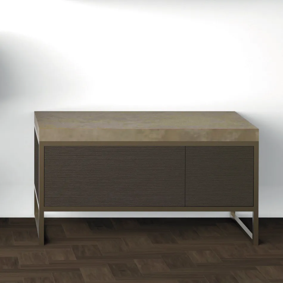 Složení 5 Samostatně stojící koupelnový nábytek z kovu, Ecolegna a luxusního kameniny - Cizco Viadurini