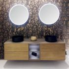 Složení 5 Zavěšený koupelnový nábytek ze dřeva a křišťálu vyrobený v Itálii - Renga Viadurini