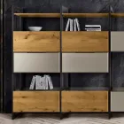 Kompozice stěny v Mdf a dubové laťovce Made in Italy - Marit Viadurini