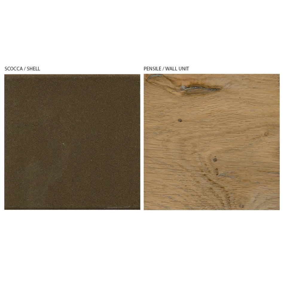 Moderní nástěnná kompozice v provedení severský vázaný dub a železná povrchová úprava - Iselin Viadurini