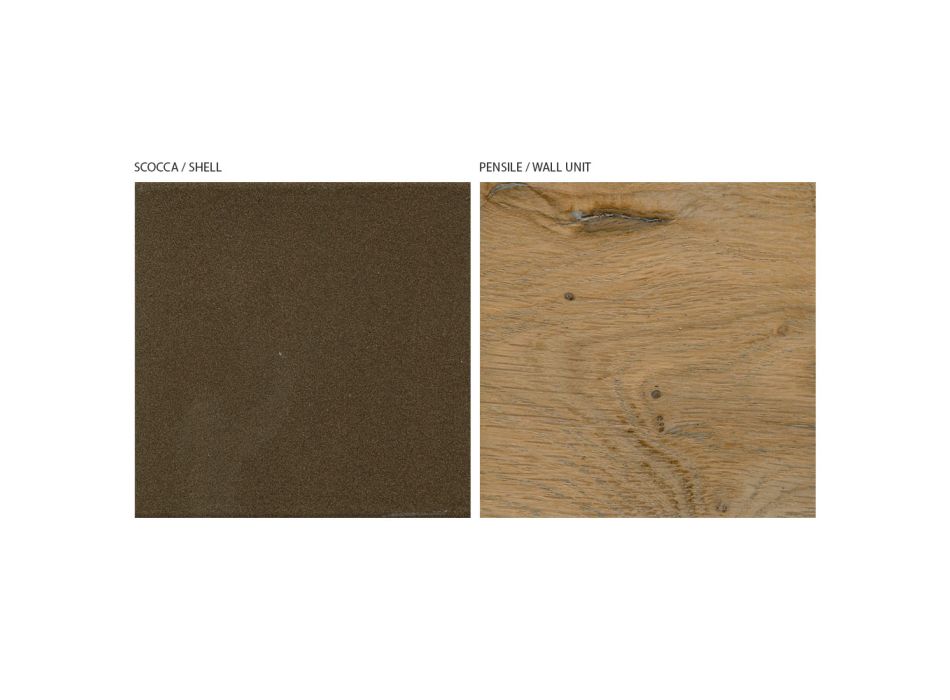 Moderní nástěnná kompozice v provedení severský vázaný dub a železná povrchová úprava - Siri Viadurini