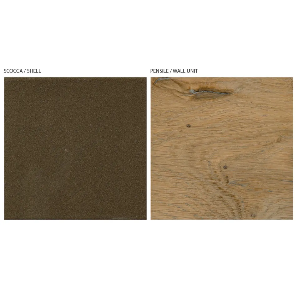 Moderní nástěnná kompozice v provedení severský vázaný dub a železná povrchová úprava - Siri Viadurini