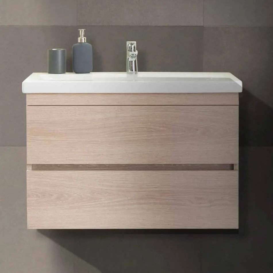 Složení koupelnového nábytku v dubovém melaminu - Becky Viadurini