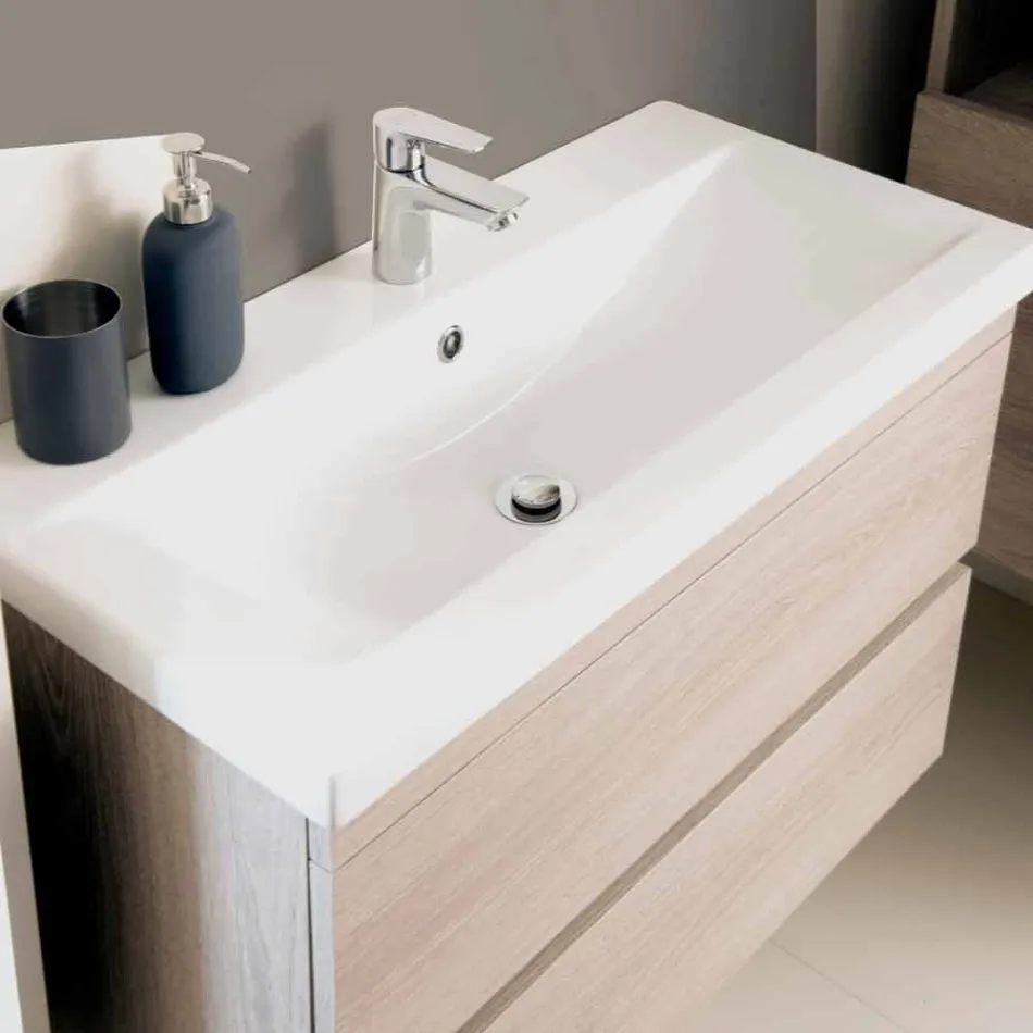 Složení koupelnového nábytku v dubovém melaminu - Becky Viadurini