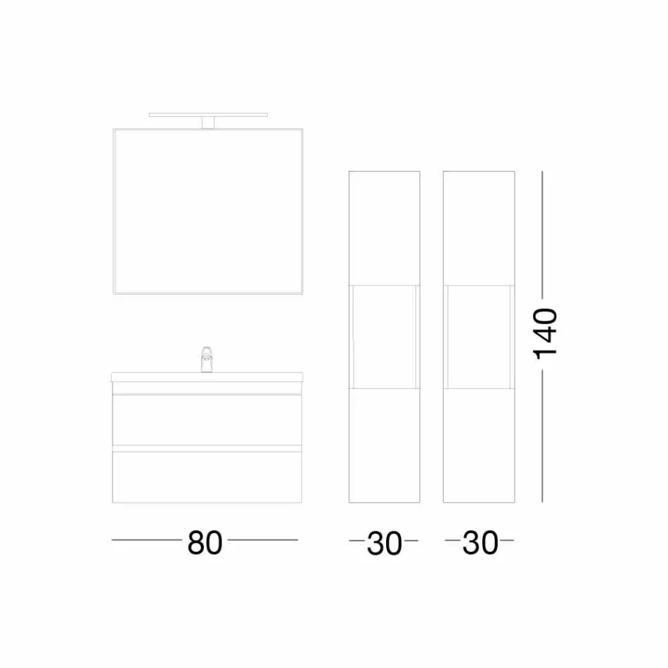 Složení koupelnového nábytku v dubovém melaminu - Becky Viadurini