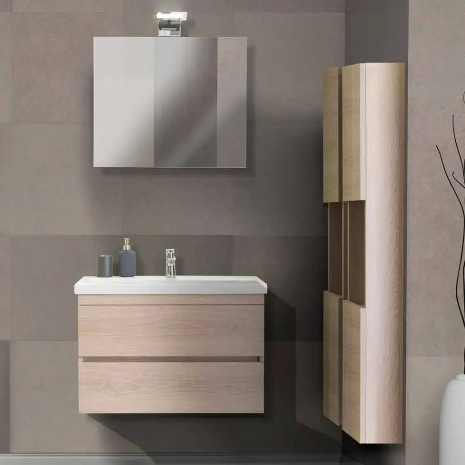 Složení koupelnového nábytku v dubovém melaminu - Becky Viadurini