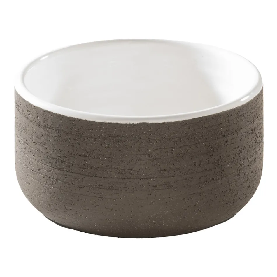 Bílá kompozice koupelny s doplňky odolnými proti poškrábání a zrcadlem - Patryk Viadurini