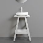 Bílá kompozice do koupelny s hliněnými doplňky a zrcadlem - Maryse Viadurini