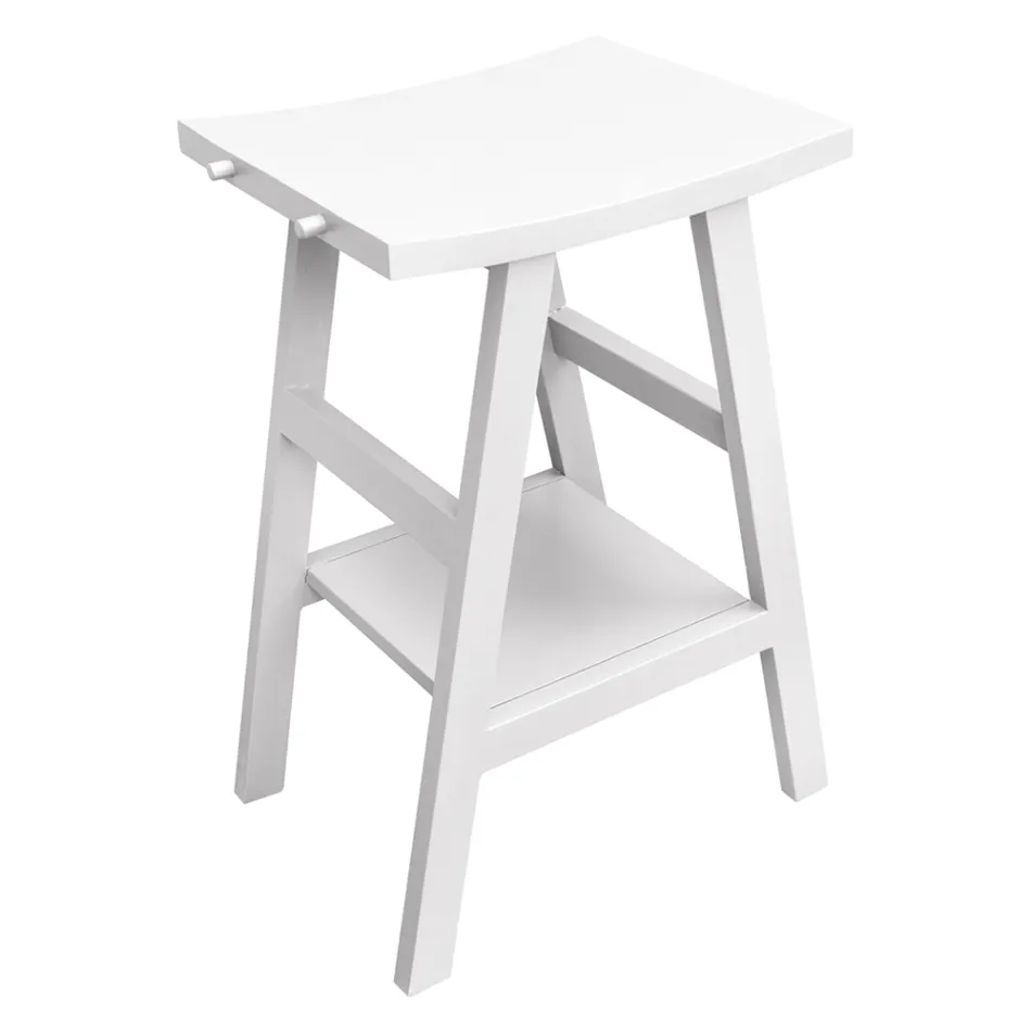 Bílá kompozice do koupelny s hliněnými doplňky a zrcadlem - Maryse Viadurini