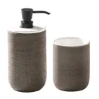 Bílá kompozice do koupelny s hliněnými doplňky a zrcadlem - Maryse Viadurini