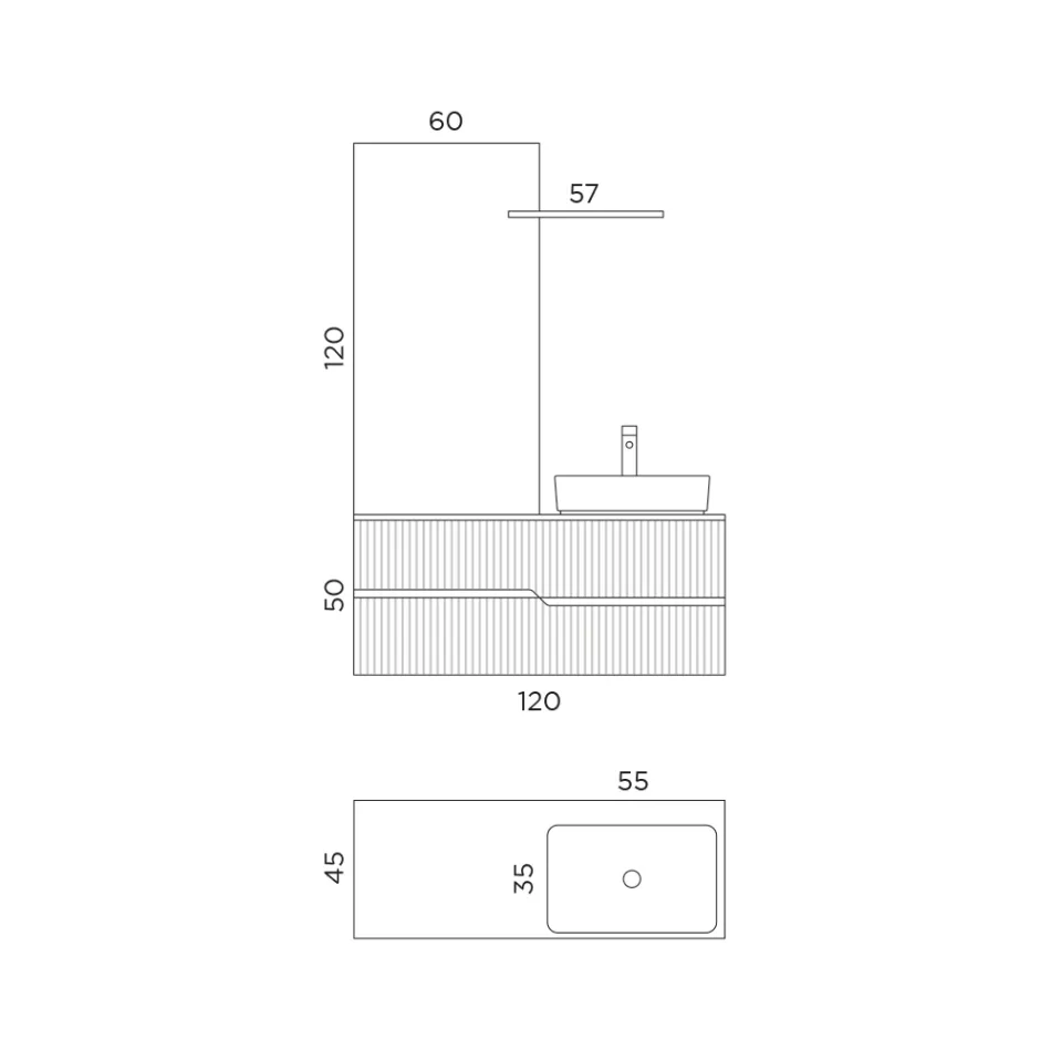 Bílá koupelnová kompozice se zrcadlem a policí Made in Italy - Ares Viadurini