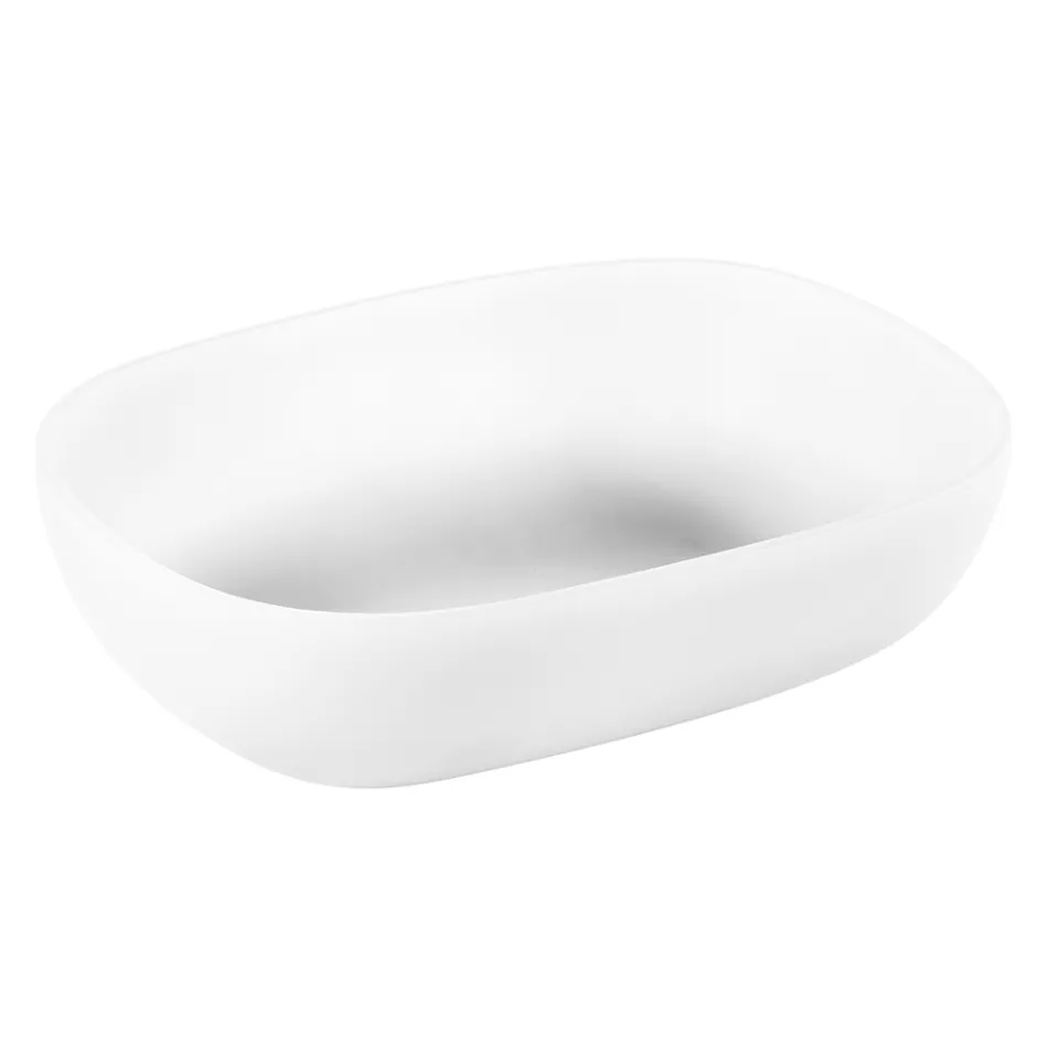 Bílá kompozice do koupelny se skříňkou, zrcadlem a doplňky - Sylviane Viadurini