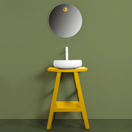Žlutá kompozice koupelny včetně zrcadla a doplňků - Maryse Viadurini