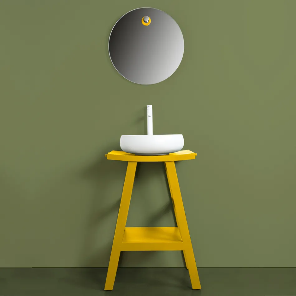 Žlutá kompozice koupelny včetně zrcadla a doplňků - Maryse Viadurini