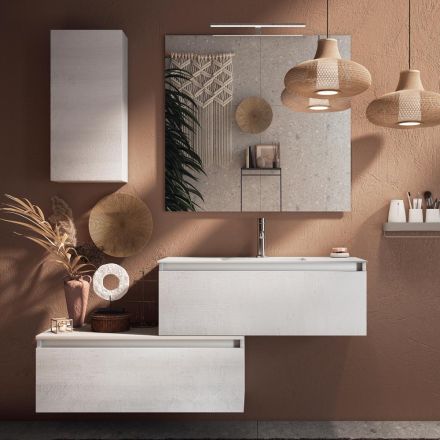 Složení koupelny Kompletní s umyvadlem, základnou proti poškrábání a zrcadlem Made in Italy - Sen Viadurini