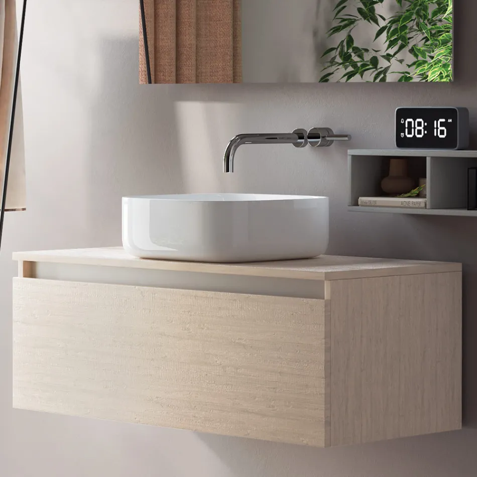 Kompozice koupelny Kompletní s umyvadlem, zrcadlem a podstavcem Made in Italy - Dream Viadurini