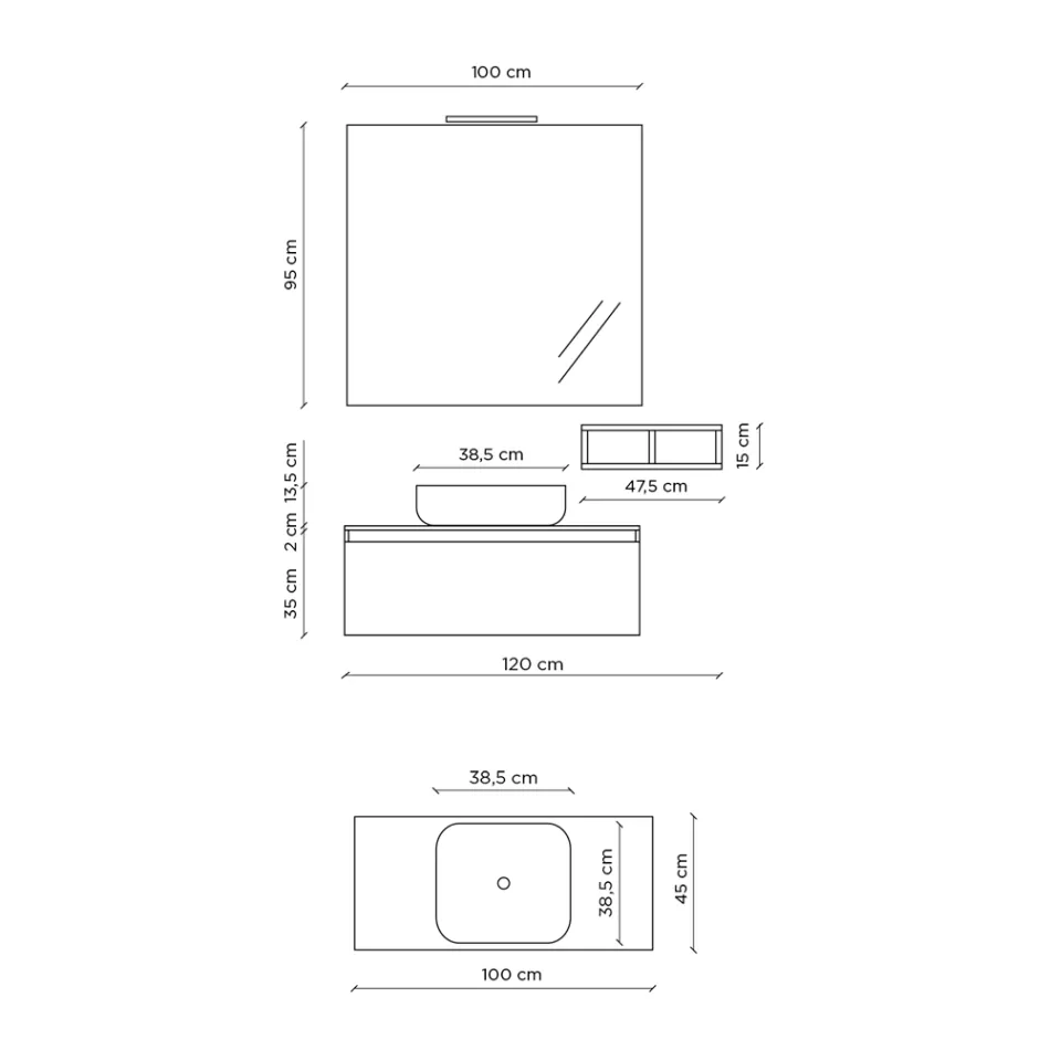 Kompozice koupelny Kompletní s umyvadlem, zrcadlem a podstavcem Made in Italy - Dream Viadurini