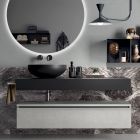 Kompozice koupelny Kompletní se zrcadlem, umyvadlem, podstavcem a deskou Made in Italy - Palom Viadurini