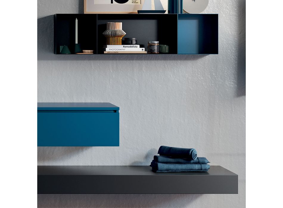Složení koupelny kompletní se zrcadlem, keramické umyvadlo Made in Italy - Palom Viadurini