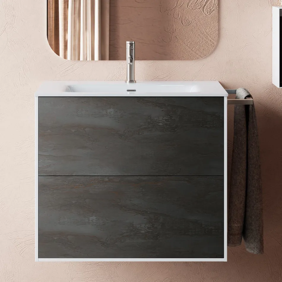 Koupelnová kompozice složená ze zrcadla a základny proti poškrábání Made in Italy - Kilo Viadurini