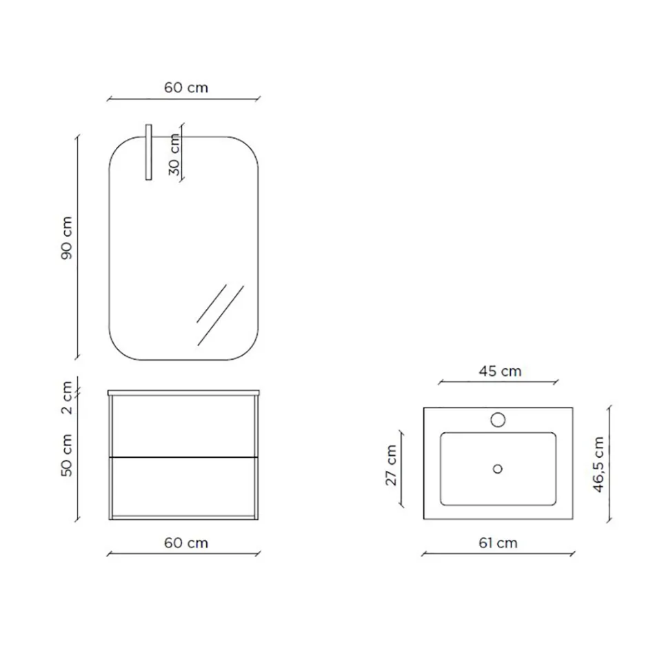 Koupelnová kompozice složená ze zrcadla a základny proti poškrábání Made in Italy - Kilo Viadurini