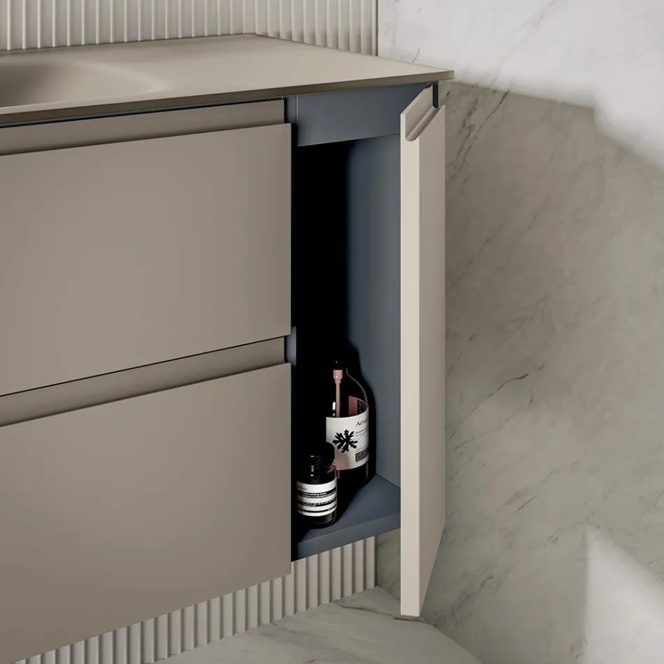 Koupelnová sestava včetně podstavce se 2 zásuvkami a 1 dvířky - Titan Viadurini