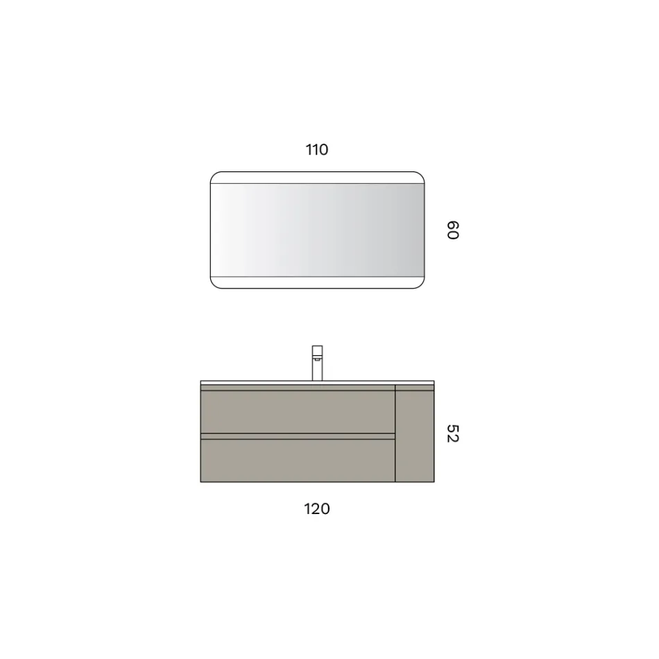 Koupelnová sestava včetně podstavce se 2 zásuvkami a 1 dvířky - Titan Viadurini