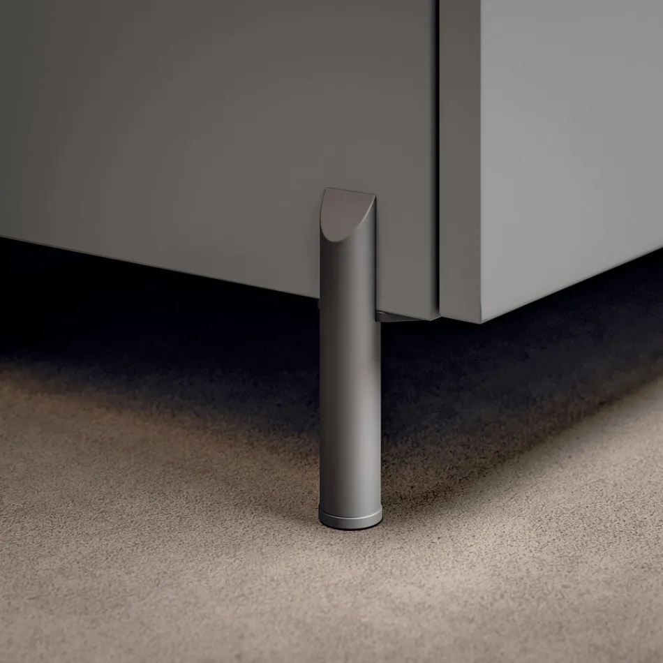 Koupelnová sestava s 1 zásuvkou, antracitovým pryskyřičným umyvadlem a zrcadlem - titan Viadurini