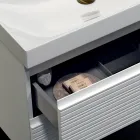 Koupelnová sestava se 2 matně bílými zásuvkami, umyvadlem a zrcadlem - Elios Viadurini