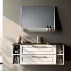 Koupelnová sestava se 2 zásuvkami a 2 otevřenými přihrádkami, zrcadlem a umyvadlem - Magnolia Viadurini