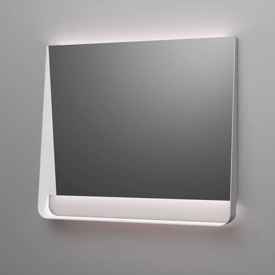 Koupelnová sestava se 2 zásuvkami, bílým umyvadlem, zrcadlem a nástěnnou skříňkou - Elios Viadurini