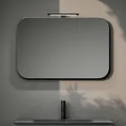 Koupelnová sestava se 2 zásuvkami, šedým skleněným umyvadlem a zrcadlem - Elios Viadurini