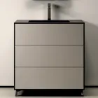 Koupelnová sestava se 3 matně holubě šedými zásuvkami, zrcadlem a umyvadlem - Velaria Viadurini