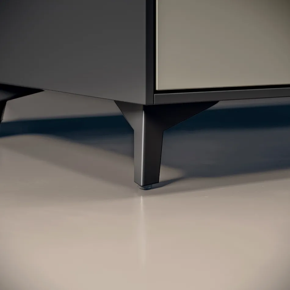 Koupelnová sestava se 3 matně holubě šedými zásuvkami, zrcadlem a umyvadlem - Velaria Viadurini