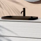 Koupelnová sestava se 4 zásuvkami, černým keramickým umyvadlem a zrcadlem - Elios Viadurini