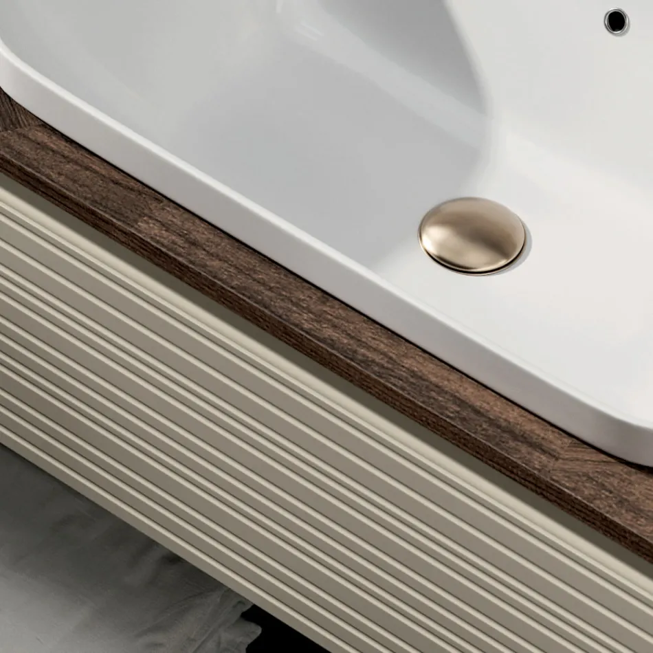 Koupelnová sestava se 4 zásuvkami, umyvadlem, zrcadlem a otevřenými policemi - Elios Viadurini