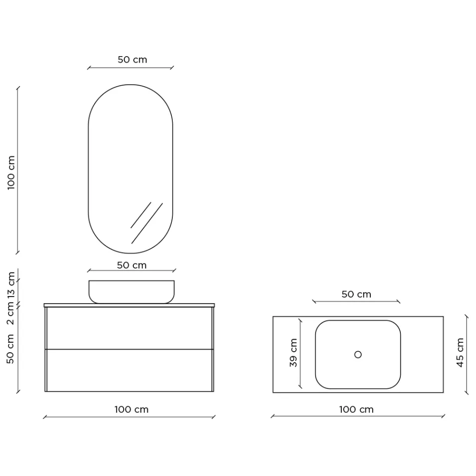 Koupelnová kompozice s kamennou základnou Havana, zrcadlem a umyvadlem Made in Italy - Kilo Viadurini